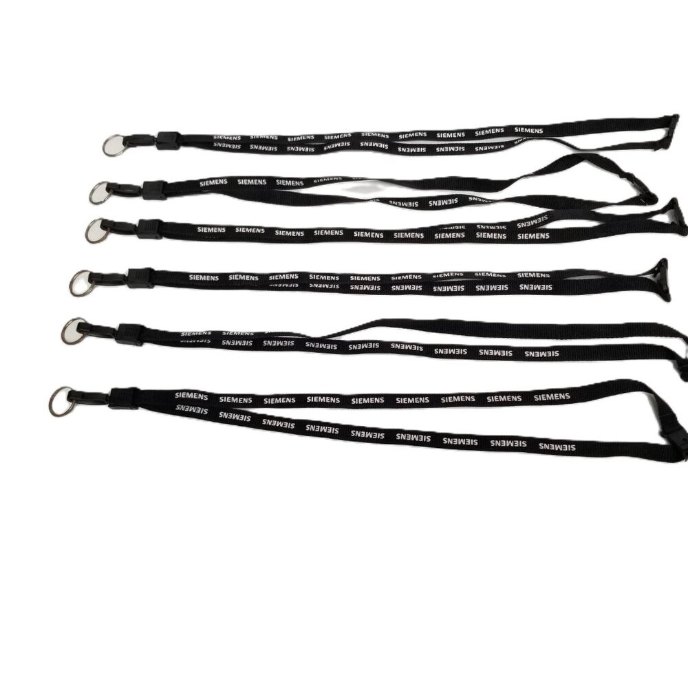 Siemens Branded Lanyards Lot of 6 Black Promotional ID Badge Keychain